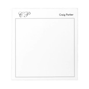 Bloc-note Monogramme manuscrit professionnel simple uni