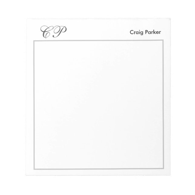 Bloc-note Monogramme manuscrit professionnel simple uni (Devant)