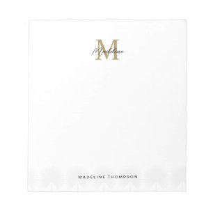 Bloc-note Monogramme minimaliste d'anahaw Feuille or