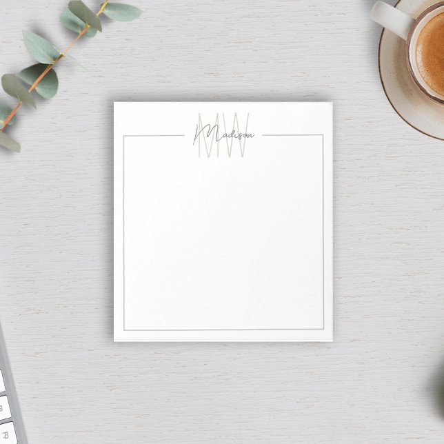 Bloc-note Monogramme minimaliste moderne (Modern Minimalist Monogram Notepad by MINTIC DESIGN STUDIO)
