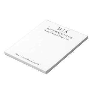 Bloc-note Monogramme minimaliste moderne ou ajouter un logo