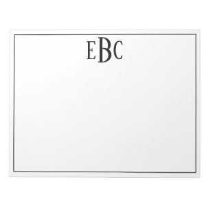 Bloc-note Monogramme Moderne Classique Noir et Blanc