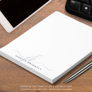 Bloc-note Monogramme moderne Initiales Monogramme Marine ble