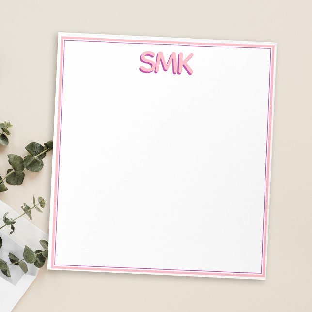 Bloc-note Monogramme Moderne Initiales Ombragées Tendances É (Créateur téléchargé)