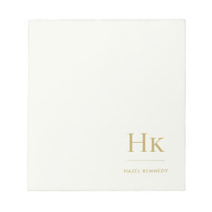 Bloc-note Monogramme Moderne Minimaliste Ivoire Or Monogramm
