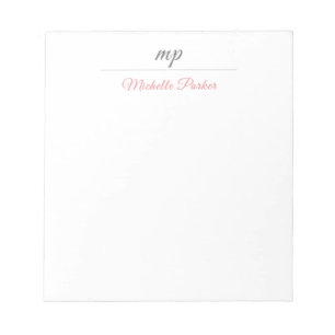Bloc-note Monogramme moderne professionnel Plain Feminine
