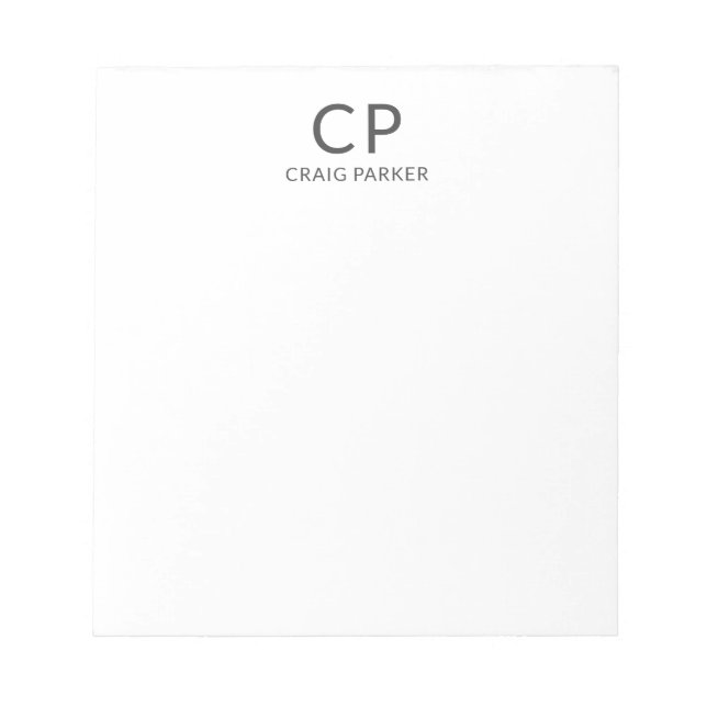 Bloc-note Monogramme Moderne Professionnel Uni (Devant)