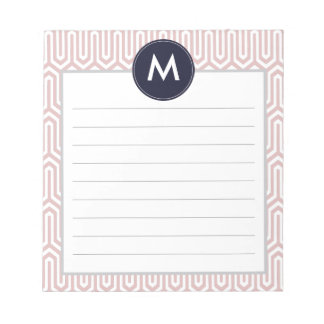 Bloc-note Monogramme Motif Abstrait initial en rose marine