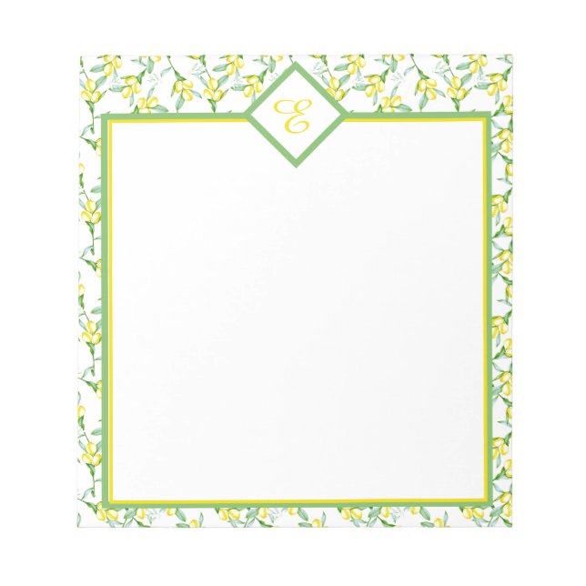 Bloc-note monogramme motif citron (Devant)