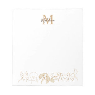 Bloc-note Monogramme Motif Élégant pour chien de pop neutre 