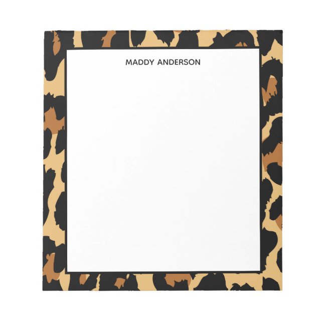 Bloc-note Monogramme motif imprimé animal léopard guépard (Devant)