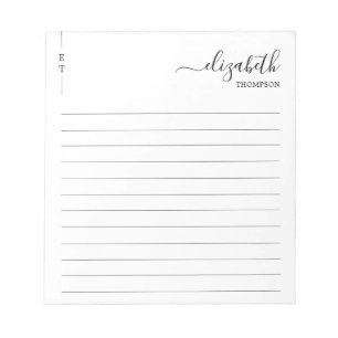 Bloc-note Monogramme noir et blanc classique simple