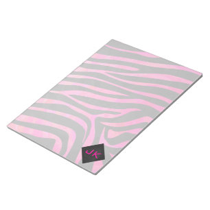 Bloc-note Monogramme noir et motif zèbre rose vif