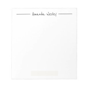 Bloc-note Monogramme noir minimaliste simple Nom complet