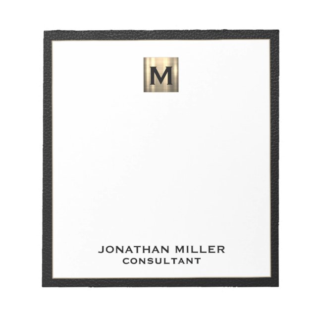Bloc-note Monogramme noir or initial (Devant)