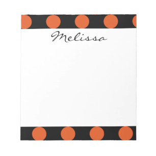 Bloc-note Monogramme Noir Orange Chic Polka Motif