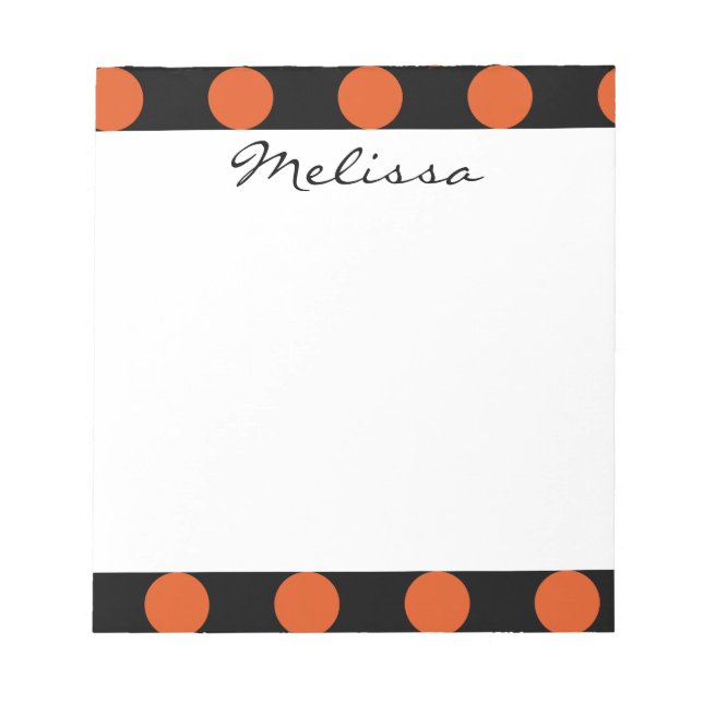 Bloc-note Monogramme Noir Orange Chic Polka Motif (Devant)