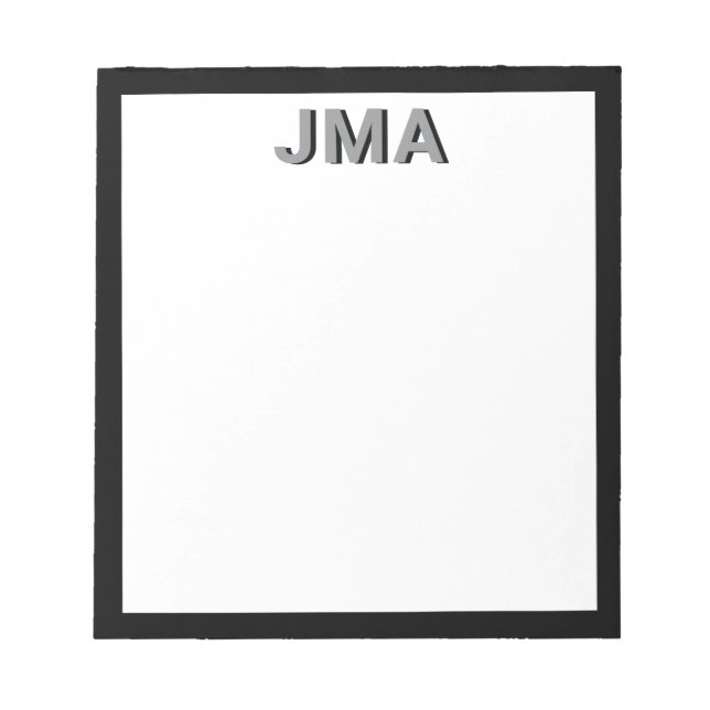 Bloc-note Monogramme noir simple et moderne (Devant)
