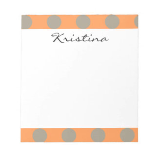 Bloc-note Monogramme Orange Grey Chic Cute Polka Motif