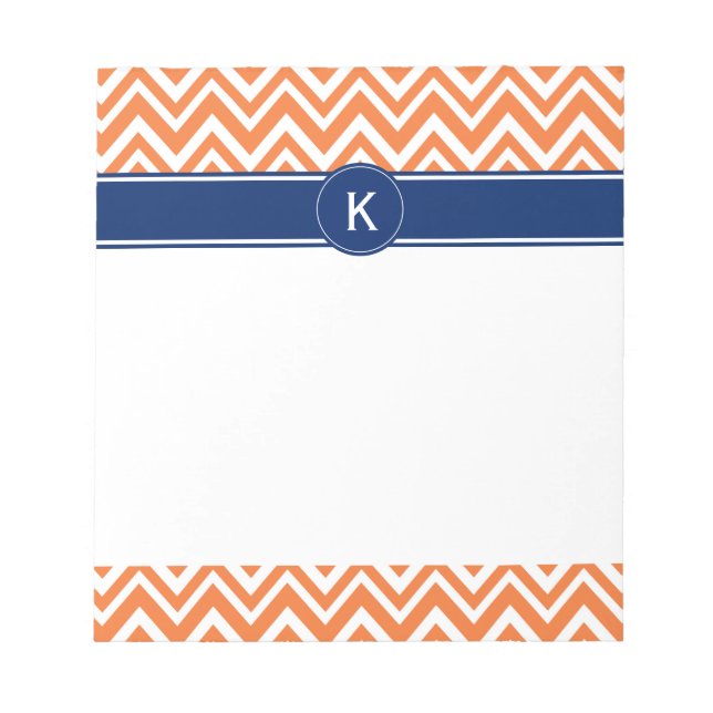 Bloc-note Monogramme Orange Zigzag Motif (Devant)