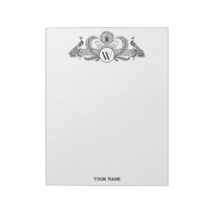 Bloc-note Monogramme Paons Vintage
