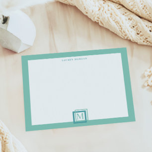 Bloc-note Monogramme Personnalisé Turquoise Pastel Moderne