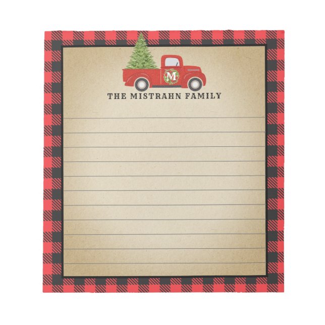 Bloc-note Monogramme Plantation de Buffalo Red Truck (Devant)