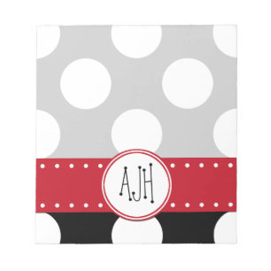 Bloc-note Monogramme - pois, motif pointillé - noir