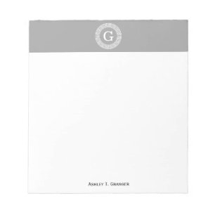 Bloc-note Monogramme principal grec blanc gris-foncé