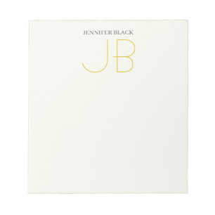 Bloc-note Monogramme Professionnel Couleur Pastel Moderne Si