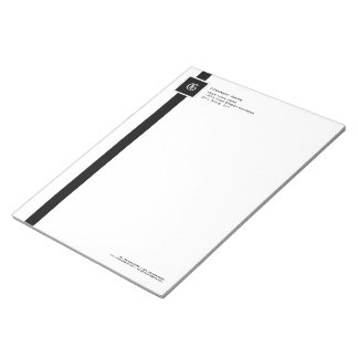 Bloc-note Monogramme professionnel en bande noire et blanche