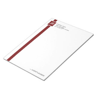 Bloc-note Monogramme professionnel en bande rouge et blanche