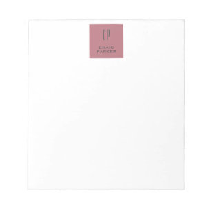 Bloc-note Monogramme professionnel moderne Rose clair or bla