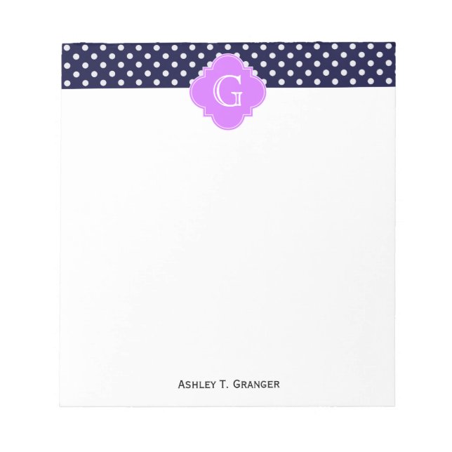 Bloc-note Monogramme Quatrefoil de la Marine What Polka Dot  (Devant)