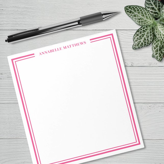 Bloc-note Monogramme Rose Chaud (Hot Pink Monogram Notepad)