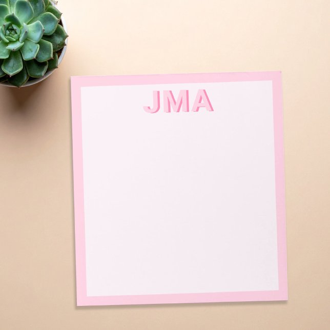 Bloc-note Monogramme rose moderne simple (Créateur téléchargé)