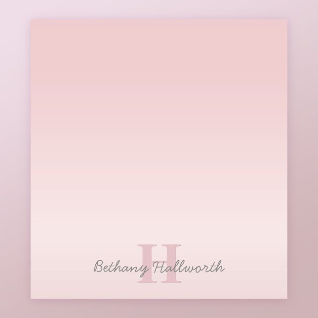 Bloc-note Monogramme rose personnalisé et votre nom (Créateur téléchargé)