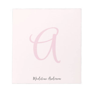 Bloc-note Monogramme rose rose rose moderne minimaliste fémi