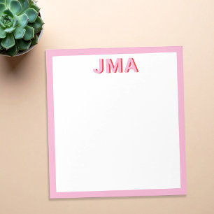 Bloc-note Monogramme rose simple