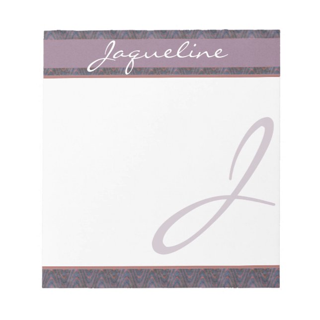 Bloc-note Monogramme rouille bleu foncé mauve (Devant)