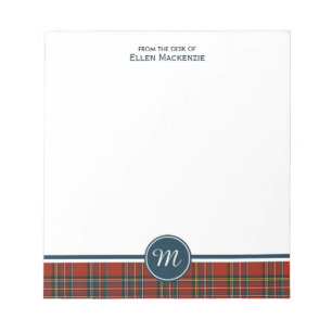 Bloc-note Monogramme royal de tartan de Stewart