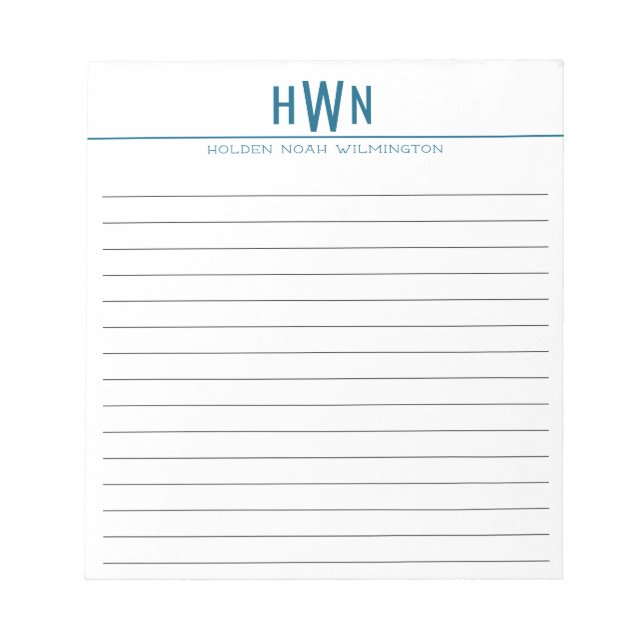 Bloc-note Monogramme Simple et Moderne pour Hommes (Devant)