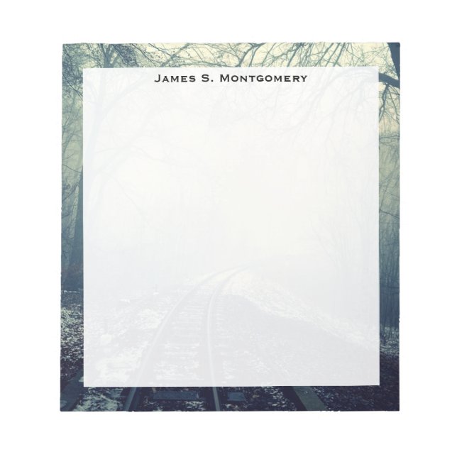 Bloc-note Monogramme Traces ferroviaires Train Hiver Neige F (Devant)