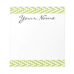 Bloc-note Monogramme Vert Blanc Ikat Chevron Zig Zag Motif