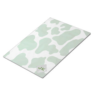Bloc-note Monogramme vert et blanc de vache