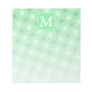 Bloc-note Monogramme vert ressort cercles motif