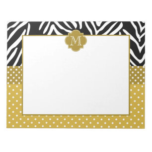 Bloc-note Monogramme Zebra avec Motif de point Gold Polka