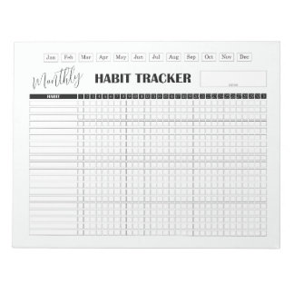 Bloc-note Monthly Habit Tracker White