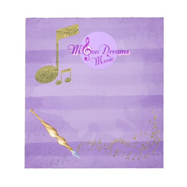 Bloc-note MoonDreams Purple & Gold Music Notes Écriture soig (Devant)