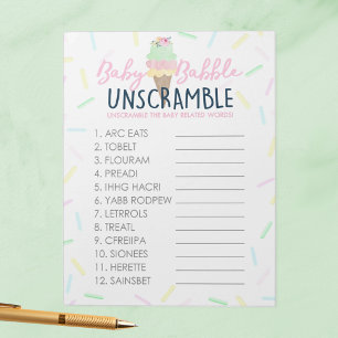 Bloc-note Mot de crème glacée Débrouiller le Baby shower pac